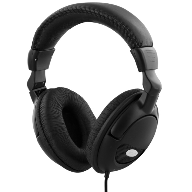 DELTACO headphones with volume control, 2.2m cable, black
