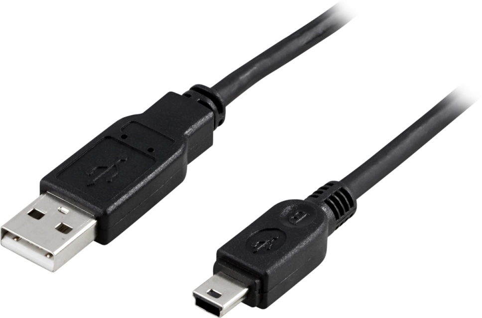 DELTACO USB 2.0 kabel Typ  A Hane - Typ Mini B Hane 3m, svart
