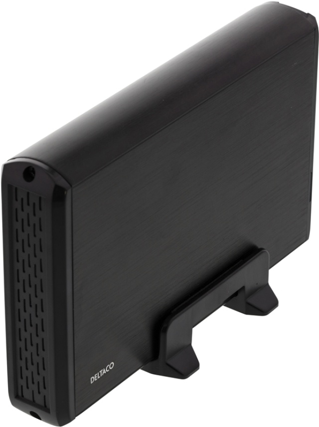 DELTACO externt kabinett för 1x3,5" SATA-hårddisk, USB 3.0, alu, sv