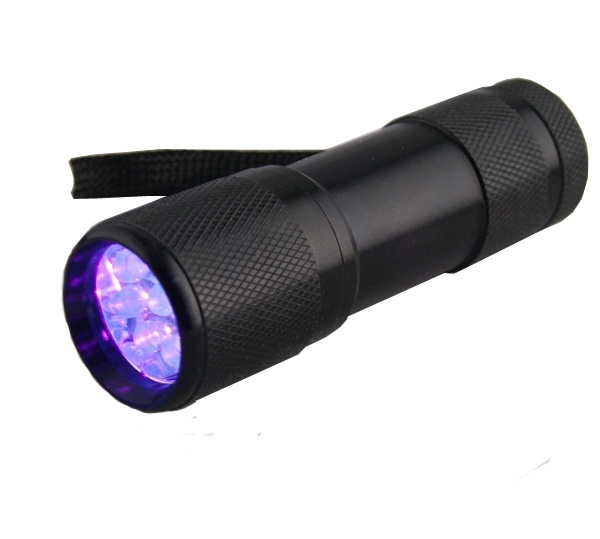 9 LED UV Flashlight, 405nm (Black)