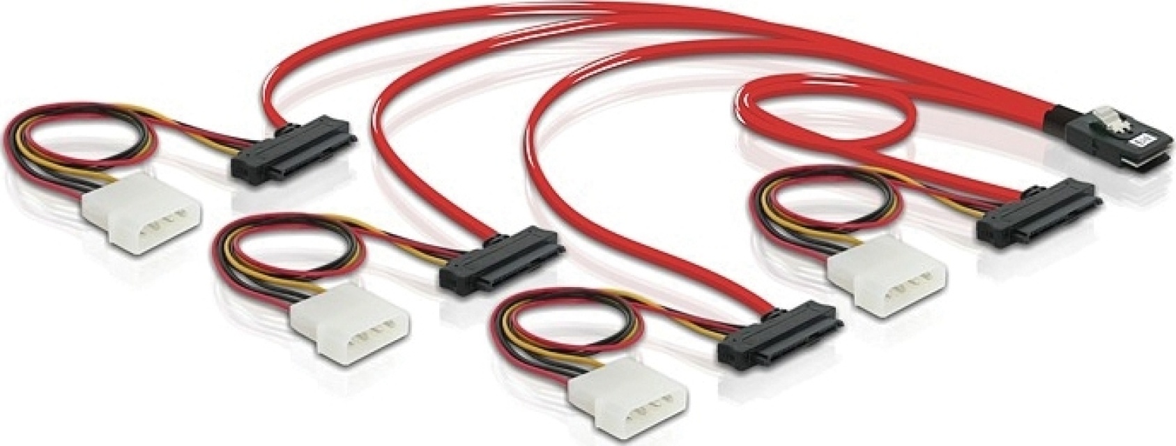 DeLOCK multilane SAS-kabel SFF8087 - 4xSFF8482+Molex 4-pin ström 0,5m