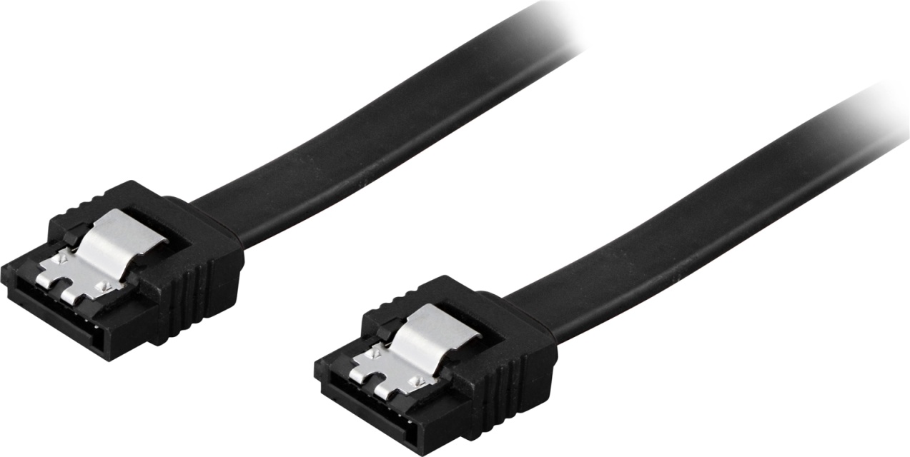 DELTACO SATA cable, SATA 6Gb/s, lock-clip, straight-through, 0.3m, black (SATA-1000)