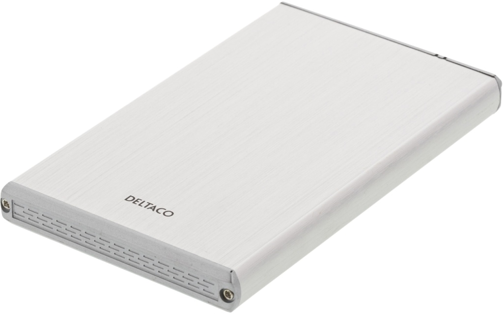 DELTACO externt kabinett för 1x2,5" SATA 6Gb/s-hårddisk, USB3, silve