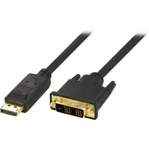 DELTACO DisplayPort to DVI cable, 20-pin male - male, 3m, black