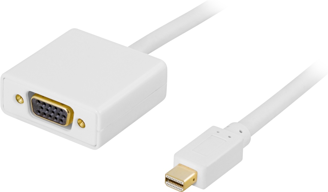 DELTACO mini DisplayPort to VGA(HD15) cable, male-female, 1m, white,