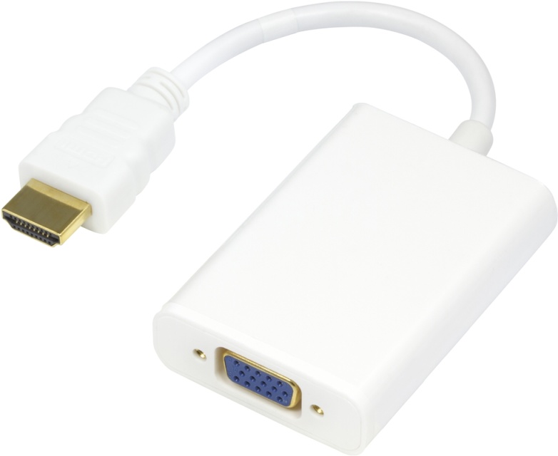 DELTACO HDMI till VGA-adapter, 19-pin ha - 15-pin+3,5mm, 0,2m, vit