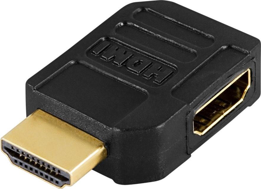 DELTACO HDMI adapter, 19-pin female to male, angled (HDMI-22)