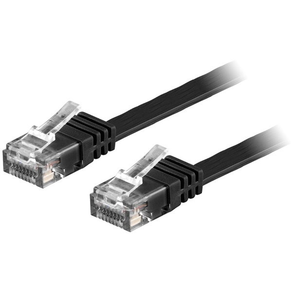 DELTACO U/UTP Cat6 patch cable, flat, 5m, 250MHz, black