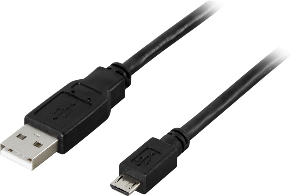 DELTACO USB 2.0 typ A till Micro-B USB, 5-pin, 0,25m, svart