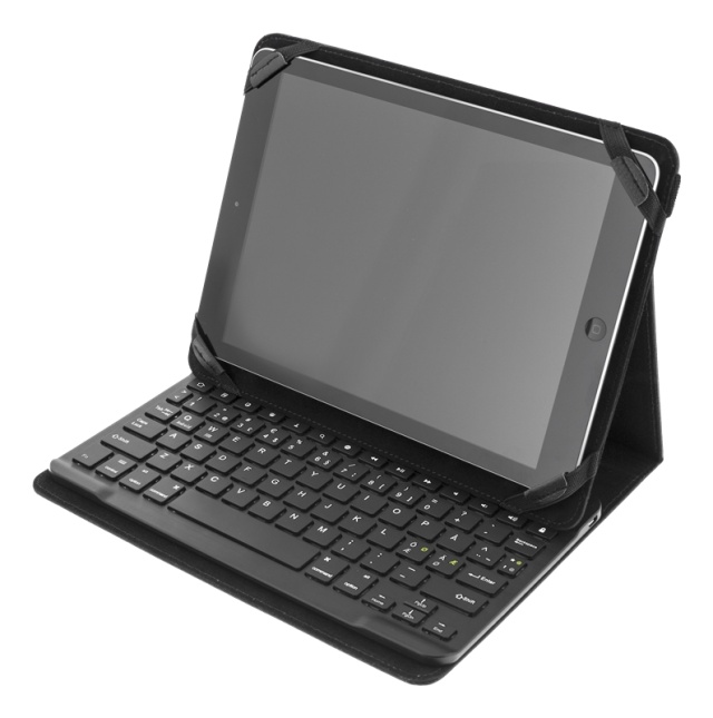 DELTACO Fodral och Bluetooth tangentbord för 10" surfplattor, svart