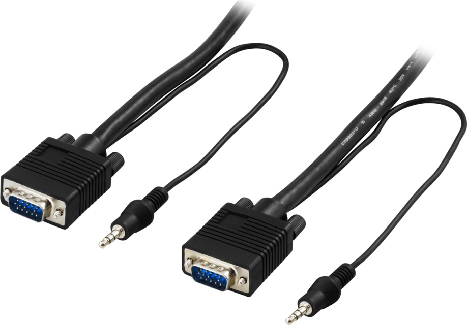 DELTACO monitorkabel RGB HD15ha-ha, utan pin 9, med 3,5mm ljud, 10m