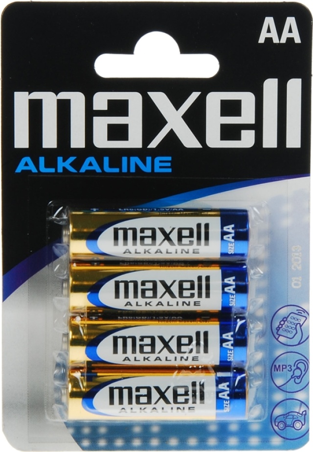 Maxell batterier, AA (LR06), Alkaline, 1,5V, 4-pack