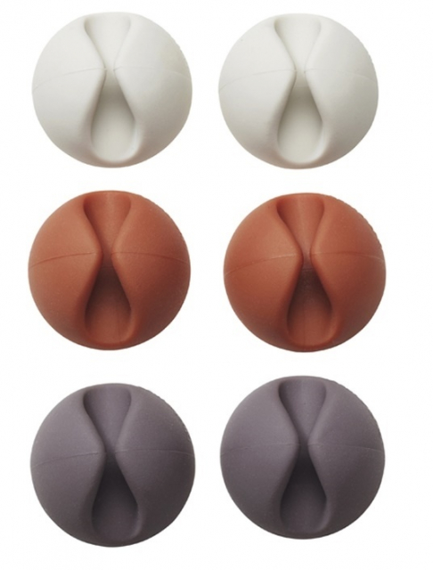 Cable holder/Cable clip, 6-pack (White/Brown/Black)