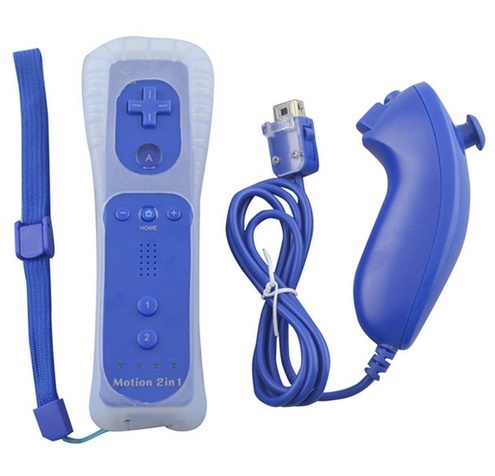 Remote Plus + Nunchuck compatible with Wii Wii U, Dark Blue