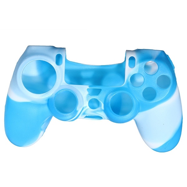 Silicone grip for hand controller, Playstation 4, Kamoflage Blue, White
