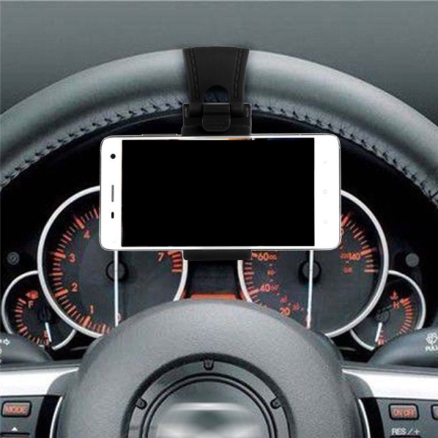 Universal mobile holder for steering wheel, Black
