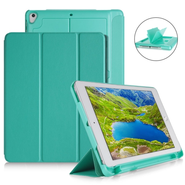 "Case with storage, USB cable for Apple iPad 9.7"" 2017, 2018, Turquoise."