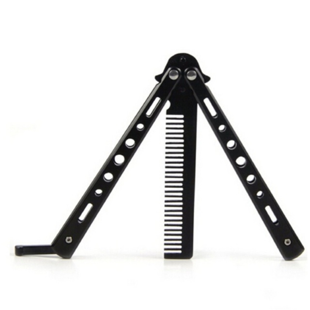 Butterfly comb, folding comb, Black Steel