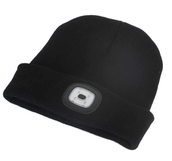 Hat with built-in LED light - black
