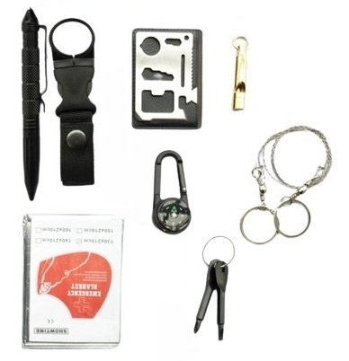 Survival kit in 8 parts - Black