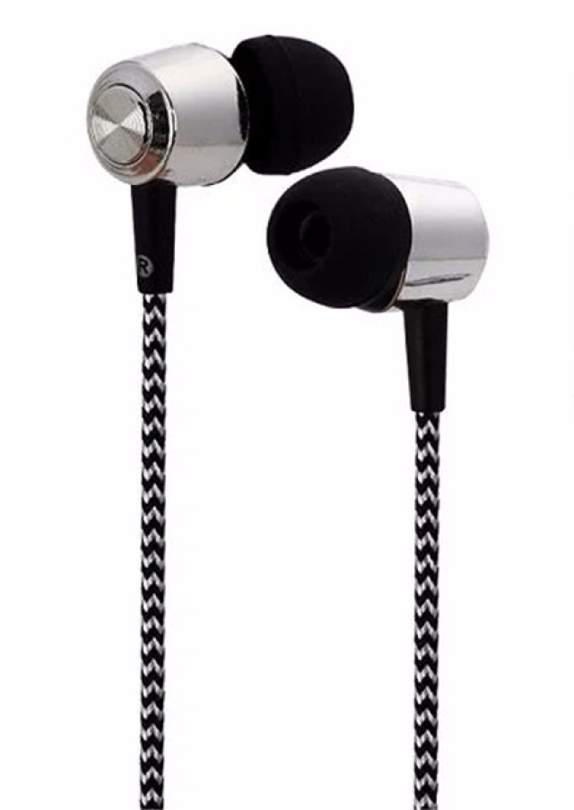 In-Ear Headphones with Fabric Cable, Black