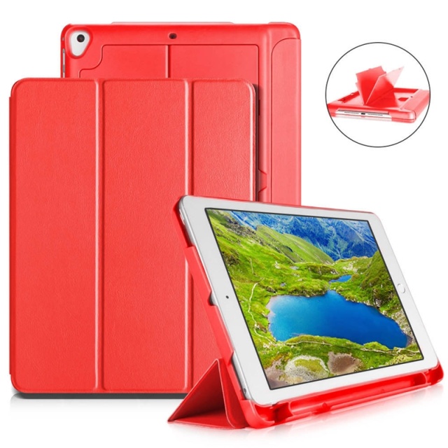 "Case with storage, USB cable for Apple iPad 9.7"" 2017, 2018, Red."