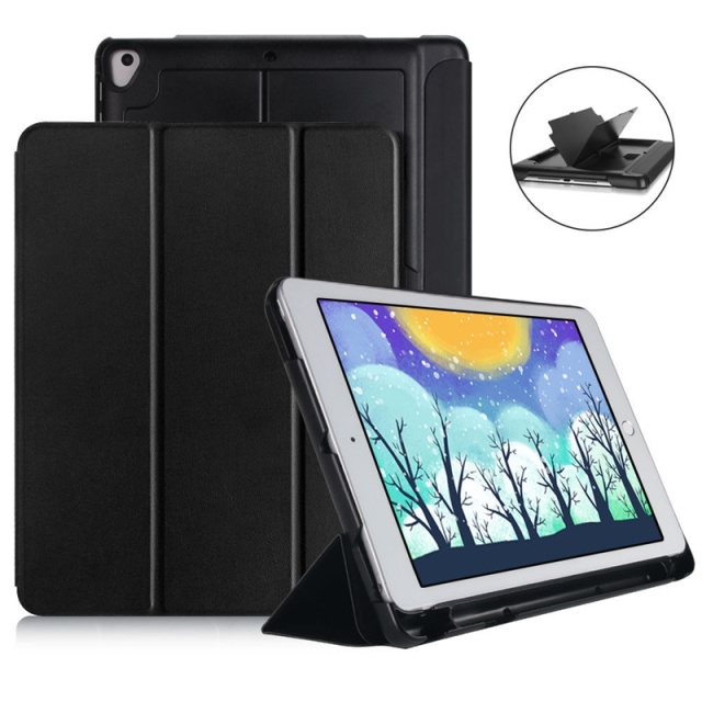 "Case with storage, USB cable for Apple iPad 9.7"" 2017, 2018, Black."