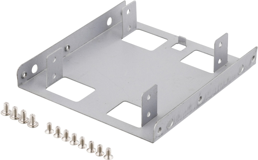 DELTACO monteringsram, 2x2,5" HDD till 3,5", silver