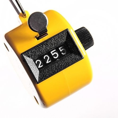 Hand counter with four-digit counter, Yellow
