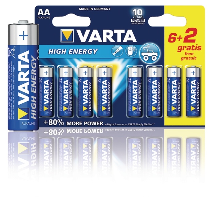Varta Alkaline Battery AA 1.5 V High Energy 8-Promotional Blister