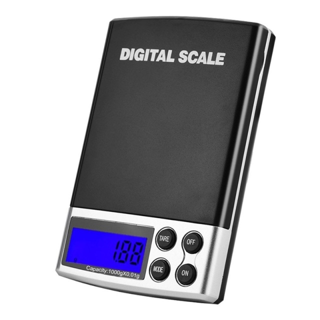 Pocket-sized digital scale, up to 1000 grams, backlit