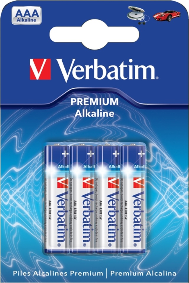 Verbatim batterier, AAA(LR03), 4-pack, Alkaline, 1,5 V