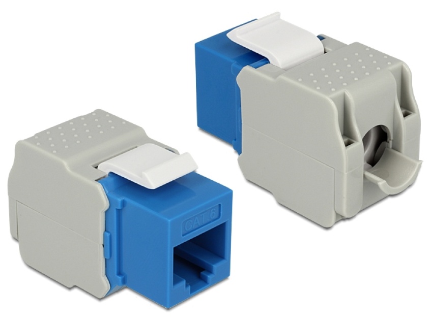DeLOCK UTP Cat6 Keystone modul, RJ45 ho - LSA Cat6, Tool-free blå/gr�