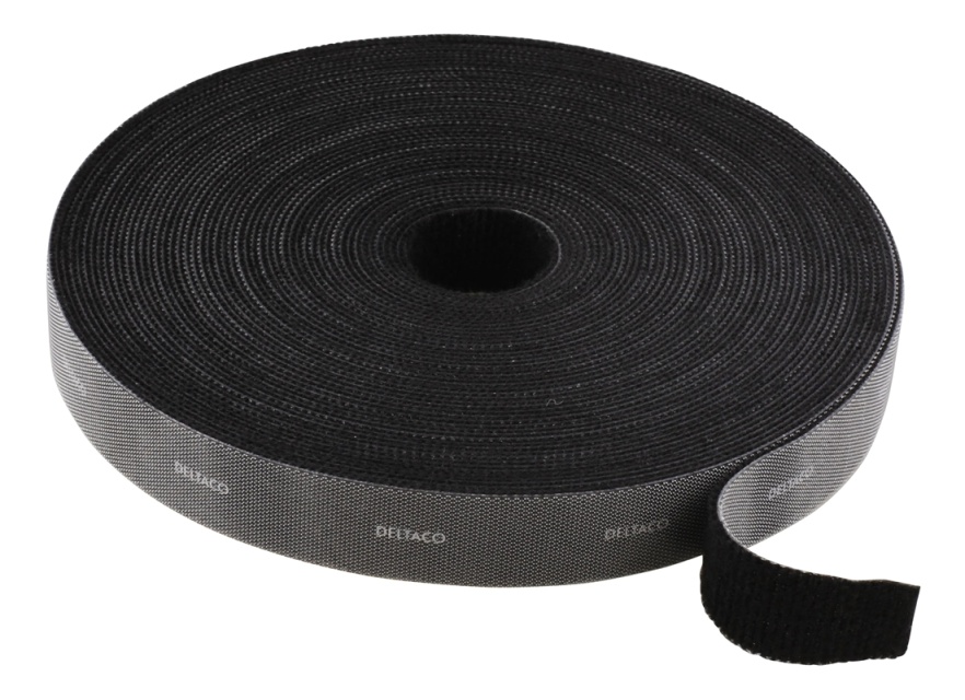 DELTACO Hook and loop fastener cable ties, width 20mm, 5m, black