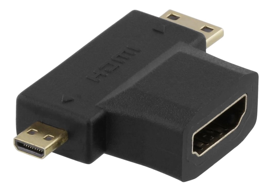 DELTACO HDMI adapter, HDMI FM to mini HDMI M and micro HDMI M