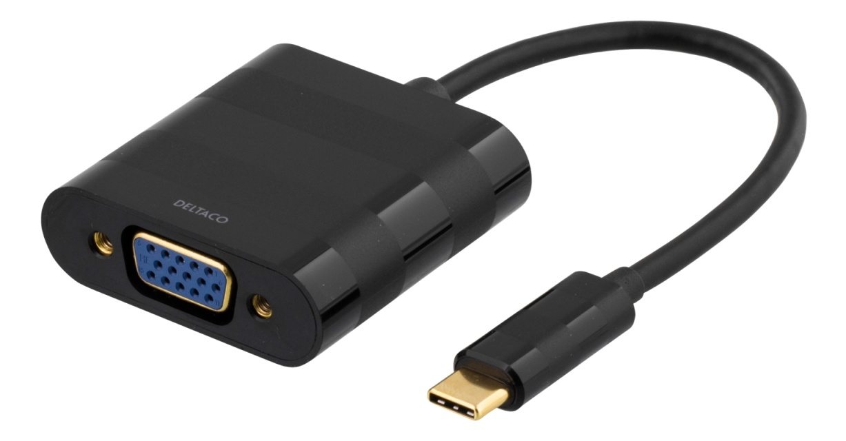 DELTACO USB 3.1 to VGA adapter, Type C ma - VGA fe, 1080p, bag, black