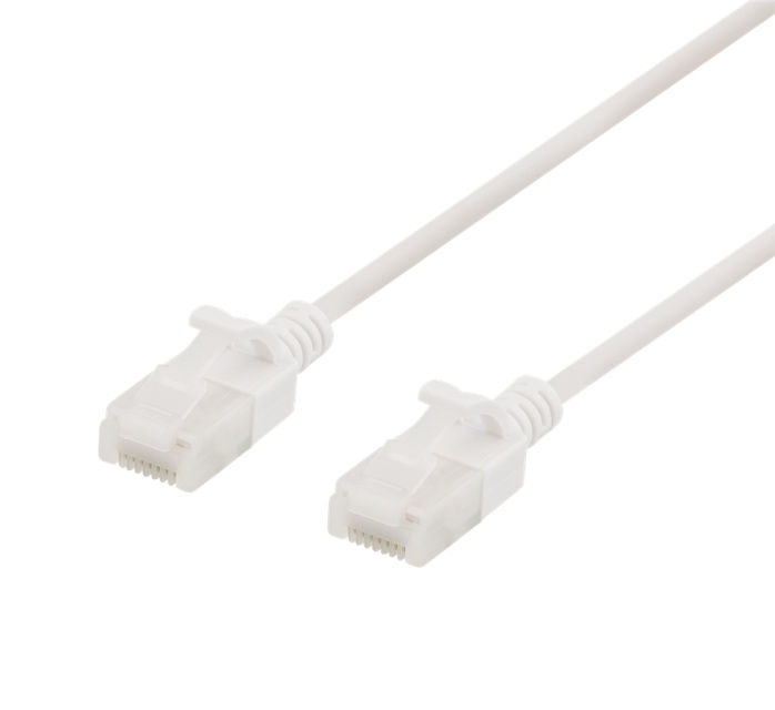 DELTACO U/UTP Cat6a patch cable, slim, 3,5mm diameter, 0,3m, white