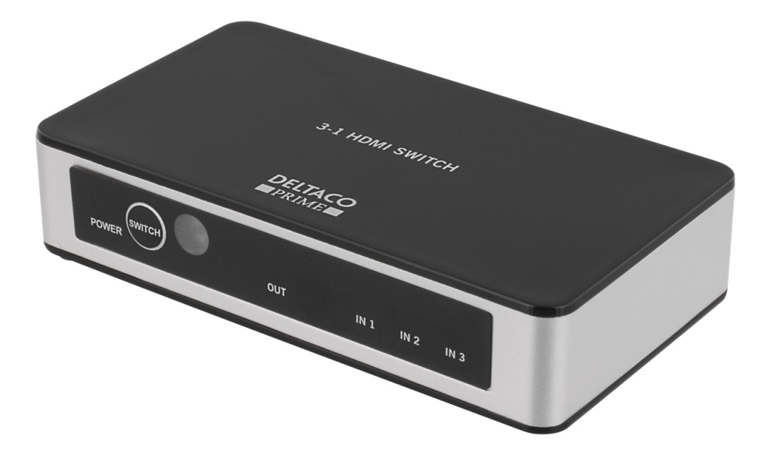 DELTACO PRIME Premium 3 Port HDMI Switch with IR Wireless Remote
