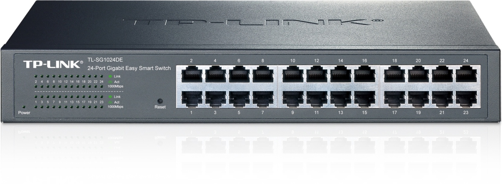 TP-LINK, nätverksswitch, 24-ports 10/100/1000Mbps, RJ45, svart