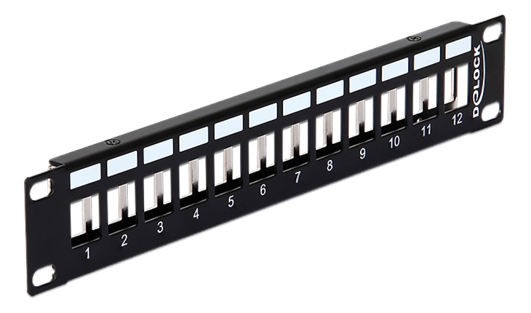Delock 10″ Keystone Patch Panel 12 Port metal black