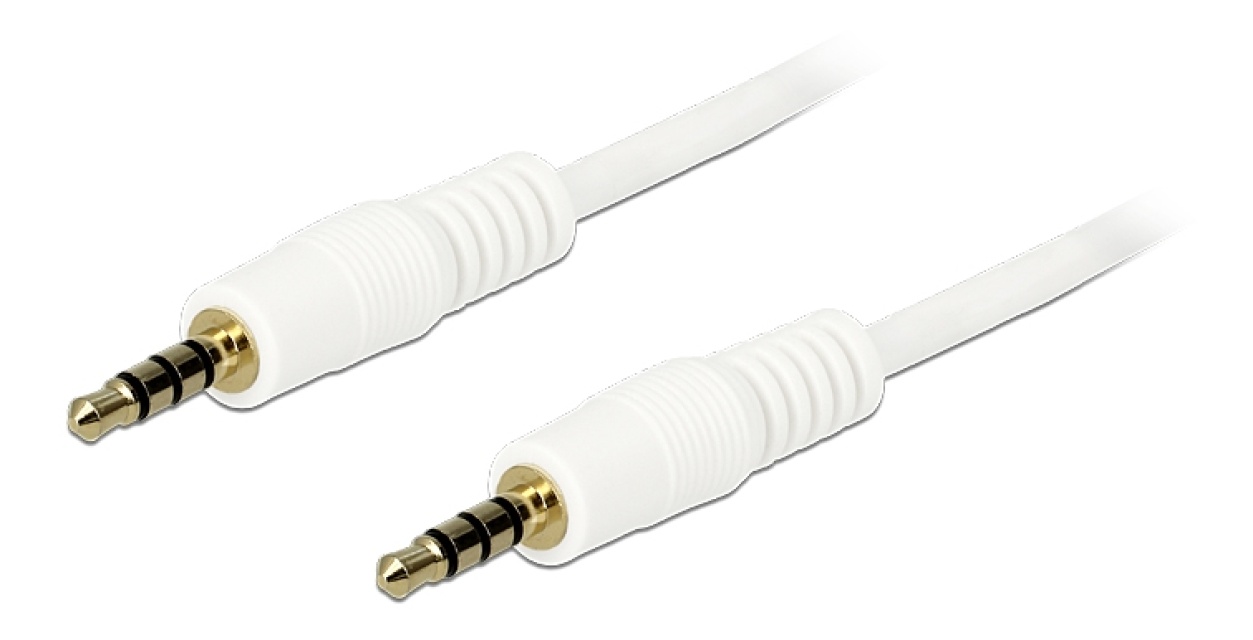 DeLOCK stereo jack cable, 3.5mm 4-pin male - male, 24 AWG, 3m, white