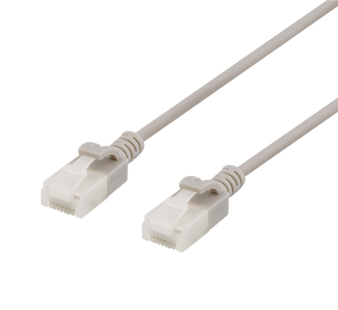 DELTACO U/UTP Cat6a patch cable, slim, 3,5mm diameter, 5m, grey