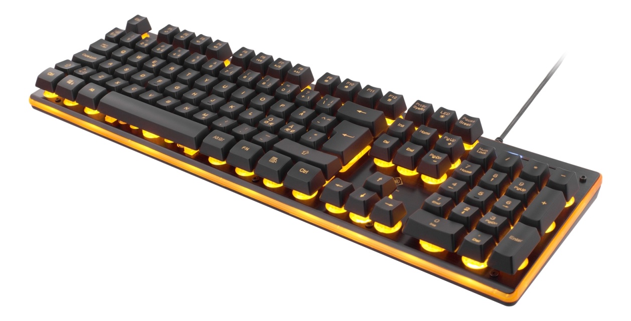 DELTACO GAMING keyboard with membrane switch, Nordic layout, orange lighting