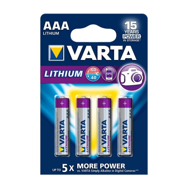 Varta Lithium Battery AAA | 1.5 V DC | 1100 mAh | 4-Blister Card | Grey / Silver