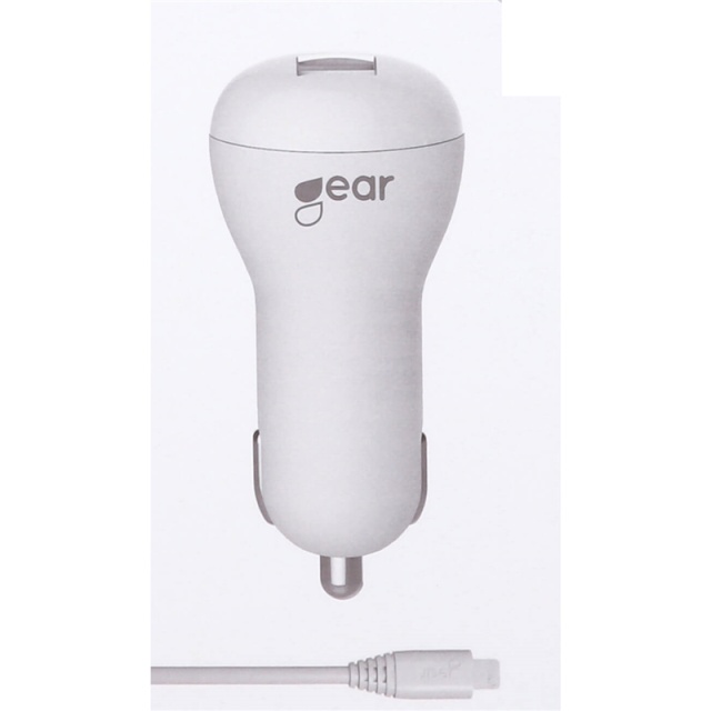 Gear Charger 12V 1xUSB 1A White MicroUSB Cable 1m