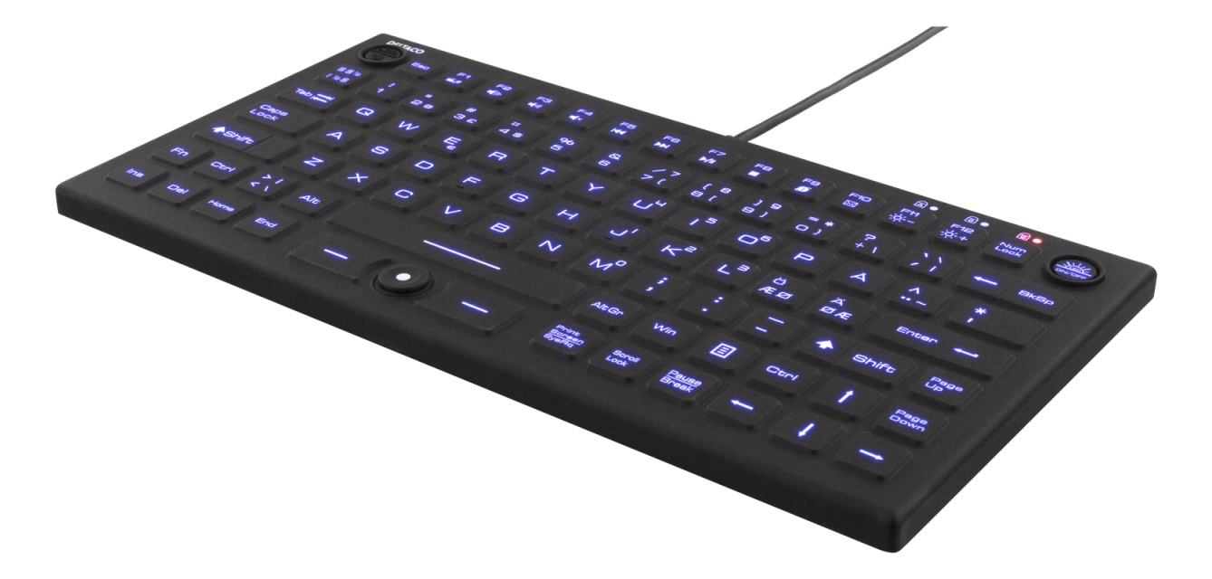 DELTACO Mini Silicon keyboard, spill proof, blue LED, IP68, black
