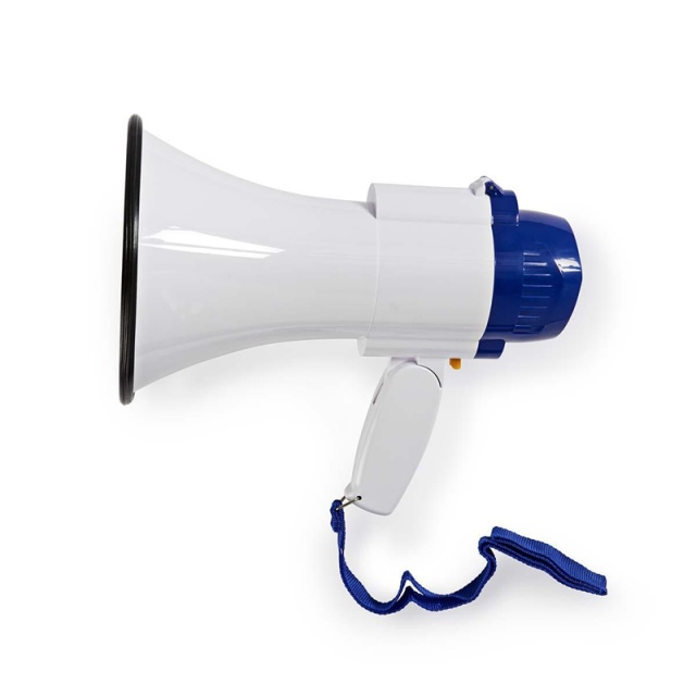 Nedis Megaphone | Maximum range: 250 m | Volume control: 115 dB | Built-In Microphone | Built-in siren | Recording function | Blue / White