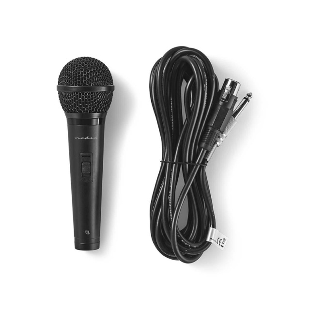 Nedis Wired Microphone | Cardioid | Detachable Cable | 5.00 m | 80 Hz - 13 kHz | 600 Ohm | -72 dB | On/Off switch | Travel case included | ABS / Aluminium | Black