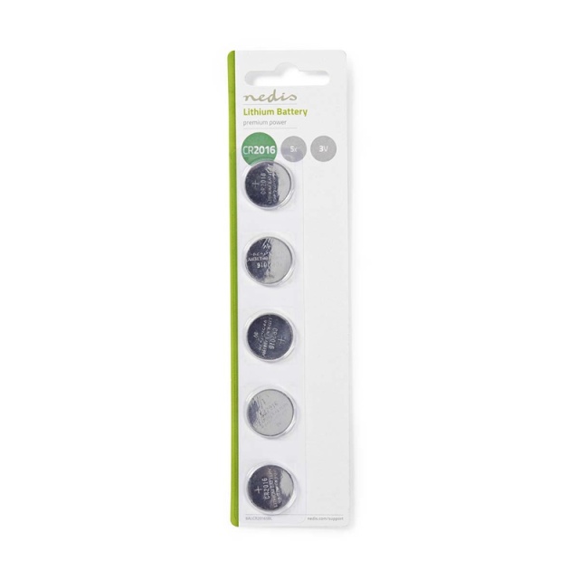 Nedis Lithium Button Cell Battery CR2016 | 3 V DC | 5-Pack