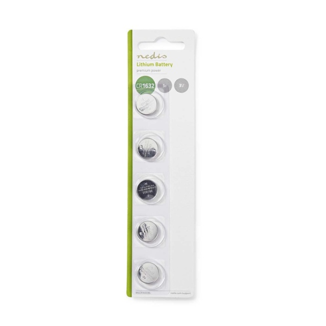 Nedis Lithium Button Cell Battery CR1632 | 3 V DC | Precharged | 5-Pack
